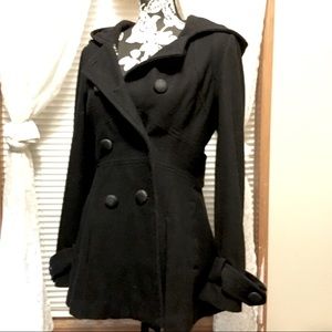 Sugarfly Pea Coat With Hood Black size M